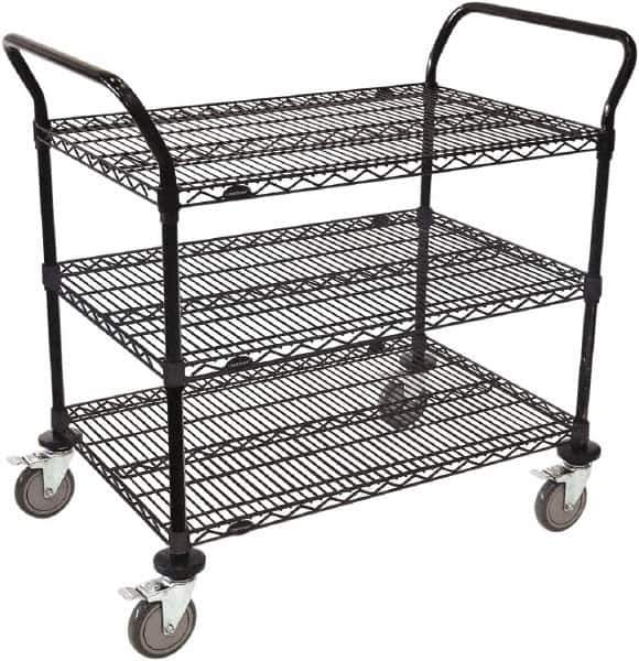 Value Collection - 800 Lb Capacity, 18" Wide x 36" Long x 39" High Wire Cart - 3 Shelf, Steel, Swivel Casters - USA Tool & Supply