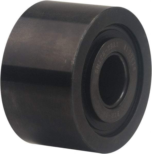 Accurate Bushing - 1-1/8" Bore, 3-1/2" Roller Diam x 2" Roller Width, Carbon Steel Plain Yoke Roller - 17,600 Lb Dynamic Load Capacity, 2-1/16" Overall Width - USA Tool & Supply