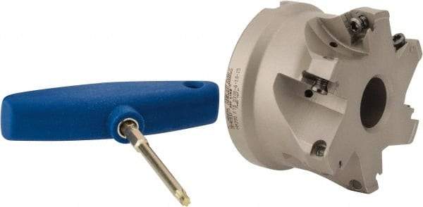 Iscar - 6 Inserts, 3" Cut Diam, 1" Arbor Diam, 0.512" Max Depth of Cut, Indexable Square-Shoulder Face Mill - 0/90° Lead Angle, 2" High, HM390 TDKT 1505 Insert Compatibility, Through Coolant, Series HeliIQMill - USA Tool & Supply