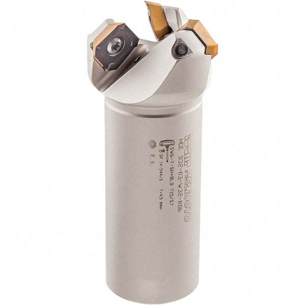 Iscar - 42° Lead Angle, 2.37" Max Cut Diam, 2" Min Cut Diam, 0.1" Max Depth of Cut, Indexable Chamfer and Angle End Mill - 4 Inserts, OECR, OEMT, OEMW-AETN, REMT, SEMT Insert Style, 4-1/2" Overall Length, Through Coolant, Weldon Flat - USA Tool & Supply
