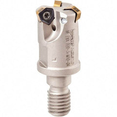 Iscar - 30° Lead Angle, 32mm Max Cut Diam, 22.5mm Min Cut Diam, 2mm Max Depth of Cut, Indexable Chamfer and Angle End Mill - 4 Inserts, H600 WXCU 05 Insert Style, 145mm Overall Length, Through Coolant, Straight Shank - USA Tool & Supply