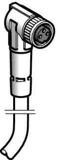 Telemecanique Sensors - 4 Amp, M8 3 Pin Elbowed Female Cordset Sensor and Receptacle - 10 to 30 VDC, 2m Cable Length, IP67 Ingress Rating - USA Tool & Supply