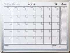 Ability One - 2" High x 29" Wide Dry Erase - Mylar Laminated, 36" Deep, Includes Accessory Tray, Mounting Kit, Instructions & Four Dry Erase Markers (Black, Blue, Green, Red) - USA Tool & Supply
