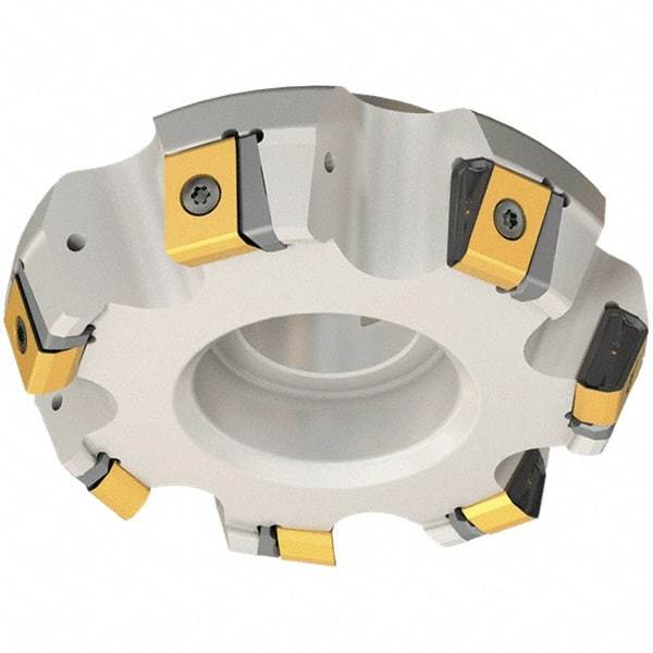 Iscar - 12.86" Cut Diam, 2-1/2" Arbor Hole, 3/4" Max Depth of Cut, 65° Indexable Chamfer & Angle Face Mill - 12 Inserts, T465 LN.T 2212 Insert, Right Hand Cut, 12 Flutes, Series Helitang - USA Tool & Supply