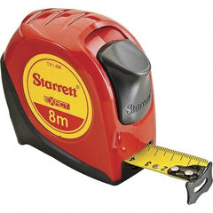 Starrett - 26' x 1" Yellow Blade Tape Measure - 1mm Graduation, S6 Graduation Style, Red Case - USA Tool & Supply