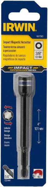 Irwin - 3/8" Magnetic Nutsetter - 1/4" Hex Drive, 4" OAL, 9/16" Socket Nose Diam - USA Tool & Supply