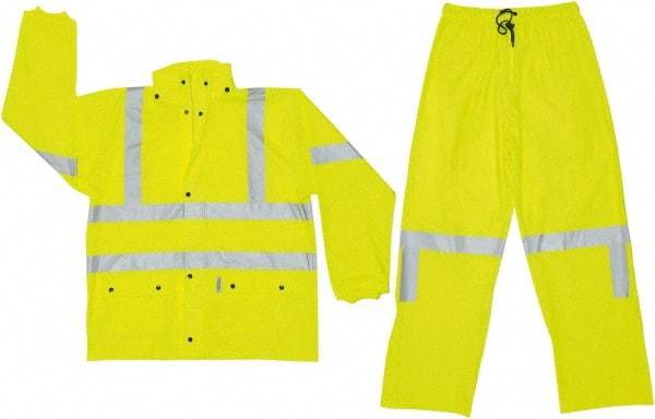 MCR Safety - Size 6XL, High Visibility Lime, Rain, Disposable Encapsulated Suit - Attached Hood, Elastic Ankle, Elastic Wrist - USA Tool & Supply