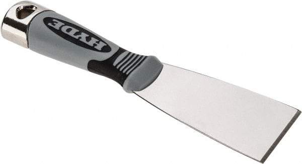 Hyde Tools - 2" Wide Stainless Steel Putty Knife - Stiff, Cushioned Grip Polypropylene Handle, 8" OAL - USA Tool & Supply