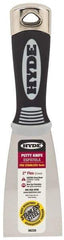 Hyde Tools - 2" Wide Stainless Steel Putty Knife - Flexible, Cushioned Grip Polypropylene Handle, 8" OAL - USA Tool & Supply