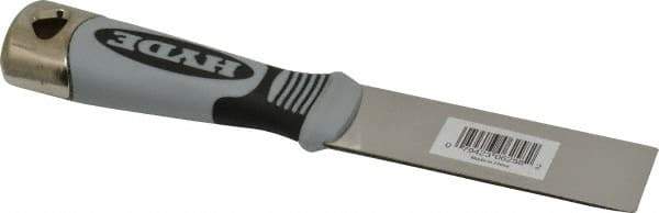 Hyde Tools - 1-1/4" Wide Stainless Steel Putty Knife - Stiff, Cushioned Grip Polypropylene Handle, 8" OAL - USA Tool & Supply