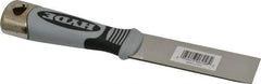 Hyde Tools - 1-1/4" Wide Stainless Steel Putty Knife - Stiff, Cushioned Grip Polypropylene Handle, 8" OAL - USA Tool & Supply