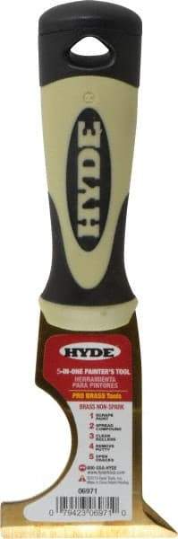 Hyde Tools - 2-1/2" Wide Brass Multi-Purpose Knife - Stiff, Cushioned Grip Polypropylene Handle, 8" OAL - USA Tool & Supply