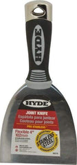 Hyde Tools - 4" Wide Stainless Steel Putty Knife - Flexible, Cushioned Grip / Hammerhead Polypropylene Handle, 8" OAL - USA Tool & Supply