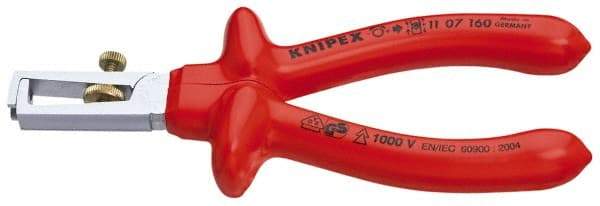 Knipex - 7 AWG to 13/64" Capacity Insulated Wire Stripper - 6-1/4" OAL, 1000 Volt Insulated Handle - USA Tool & Supply