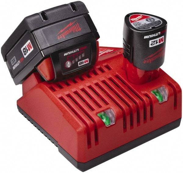 Milwaukee Tool - 12/18 Volt, 2 Battery Power Tool Lithium-Ion Battery Charger - M12 and M18 Not Included - USA Tool & Supply