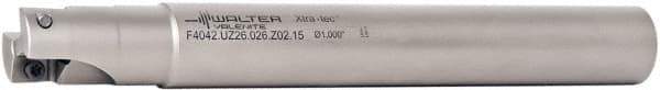 Walter - 1" Cut Diam, 15mm Max Depth of Cut, 1" Shank Diam, 9.87" OAL, Indexable Square Shoulder End Mill - AD.T 1606.. Inserts, Cylindrical Shank, 90° Lead Angle - USA Tool & Supply