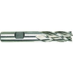 1-1/8 Dia. x 4-1/2 Overall Length 6-Flute Square End High Speed Steel SE End Mill-Round Shank-Center Cut-Uncoated - USA Tool & Supply