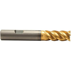 Emuge - 5/16" Diam, 3/4" LOC, 4 Flute Solid Carbide Roughing & Finishing End Mill - TiAlN Finish, 2-1/2" OAL, 3/8" Shank Diam, Weldon Shank, 45° Helix, Long Length - USA Tool & Supply