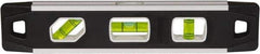 Johnson Level & Tool - Magnetic 9" Long 3 Vial Torpedo Level - Aluminum, Black, 1 Plumb, 1 Level & 1 45° Vials - USA Tool & Supply