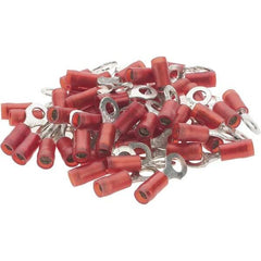 Value Collection - 22-18 AWG Partially Insulated Crimp Connection D Shaped Ring Terminal - #8 Stud, Tin Plated Copper Contact - USA Tool & Supply