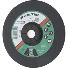 Value Collection - 7" Wheel Diam, 1/4" Wheel Thickness, 7/8" Arbor Hole, Type 27 Depressed Center Wheel - Aluminum Oxide, 8,600 Max RPM - USA Tool & Supply