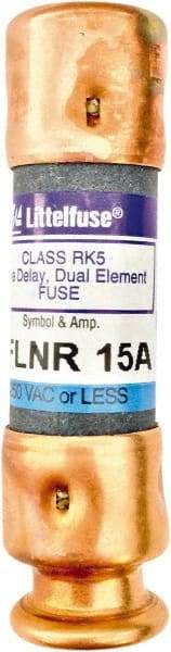 Value Collection - 125 VDC, 250 VAC, 15 Amp, Time Delay General Purpose Fuse - 2" OAL, 200 kA Rating, 9/16" Diam - USA Tool & Supply