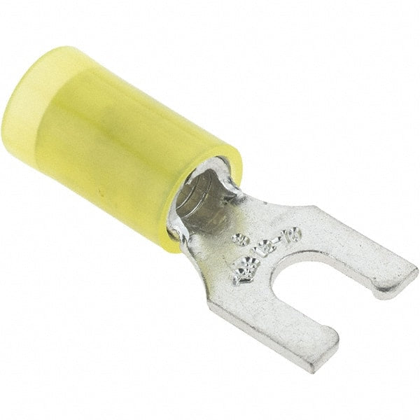 Value Collection - #8 Stud, 12 to 10 AWG Compatible, Partially Insulated, Crimp Connection, Locking Fork Terminal - USA Tool & Supply