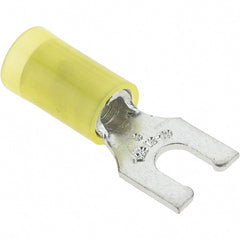 Value Collection - #8 Stud, 12 to 10 AWG Compatible, Partially Insulated, Crimp Connection, Locking Fork Terminal - USA Tool & Supply