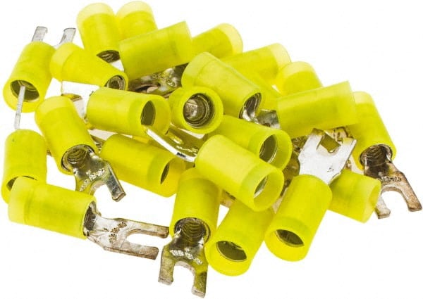 Value Collection - #6 Stud, 12 to 10 AWG Compatible, Partially Insulated, Crimp Connection, Locking Fork Terminal - USA Tool & Supply