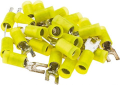 Value Collection - #6 Stud, 12 to 10 AWG Compatible, Partially Insulated, Crimp Connection, Locking Fork Terminal - USA Tool & Supply