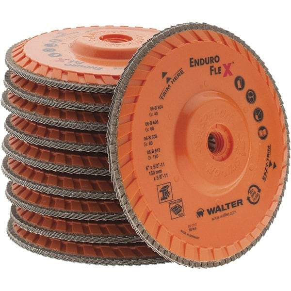 Value Collection - 120 Grit, 6" Disc Diam, 5/8-11 Center Hole, Type 29 Zirconia Alumina Flap Disc - 10,200 Max RPM, Arbor Attaching System, Coated - USA Tool & Supply