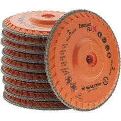 Value Collection - 120 Grit, 6" Disc Diam, 5/8-11 Center Hole, Type 29 Zirconia Alumina Flap Disc - 10,200 Max RPM, Arbor Attaching System, Coated - USA Tool & Supply