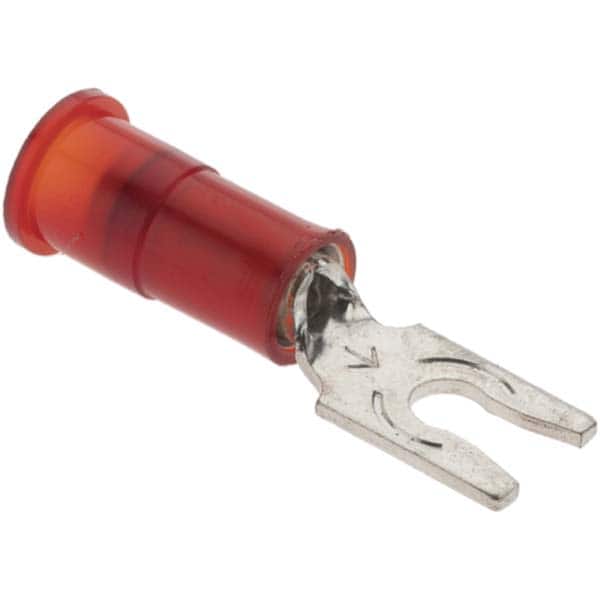 Value Collection - #4 Stud, 22 to 18 AWG Compatible, Partially Insulated, Crimp Connection, Locking Fork Terminal - USA Tool & Supply