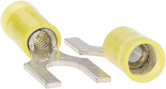 Value Collection - 1/4" Stud, 12 to 10 AWG Compatible, Partially Insulated, Crimp Connection, Standard Fork Terminal - USA Tool & Supply