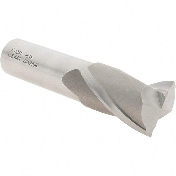 Value Collection - 1", 1-1/2" LOC, 3/4" Shank Diam, 3-3/4" OAL, 2 Flute, High Speed Steel Square End Mill - Single End, Uncoated, Spiral Flute, 30° Helix, Centercutting, Right Hand Cut, Right Hand Flute - USA Tool & Supply