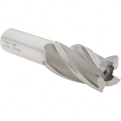 Value Collection - 1", 1-7/8" LOC, 3/4" Shank Diam, 4-1/8" OAL, 4 Flute, High Speed Steel Square End Mill - Single End, Uncoated, Spiral Flute, 30° Helix, Right Hand Cut, Right Hand Flute - USA Tool & Supply