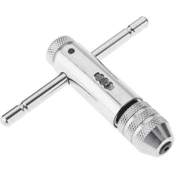 Value Collection - #0 to 1/4" Tap Capacity, T Handle Tap Wrench - 3-1/2" Overall Length, Ratcheting - USA Tool & Supply