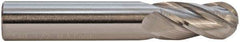 M.A. Ford - 7/8" Diam, 1-1/2" LOC, 4 Flute Solid Carbide Ball End Mill - TiN Finish, Single End, 4" OAL, 7/8" Shank Diam, Spiral Flute - USA Tool & Supply