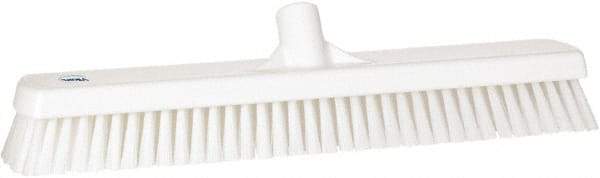 Vikan - 1.8" Bristle Length, Polyester Scrub Brush - 18" Long x 2-1/2" Wide Head, 19" OAL, European Threaded Handle, White, Polypropylene Block - USA Tool & Supply