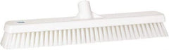 Vikan - 1.8" Bristle Length, Polyester Scrub Brush - 18" Long x 2-1/2" Wide Head, 19" OAL, European Threaded Handle, White, Polypropylene Block - USA Tool & Supply