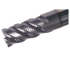 Iscar - 3/8" Diam, 3/4" LOC, 4 Flute Solid Carbide Roughing & Finishing Corner Chamfer End Mill - TiAlN Finish, 3" OAL, 3/8" Shank Diam, Straight Shank, 38° Helix, Centercutting, Regular Length - USA Tool & Supply
