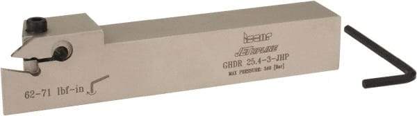 Iscar - GHD, External, Right Hand, 0.36" Max Depth of Cut, 0.11 to 0.157" Groove Width, Indexable Grooving Tool Holder - GI.., GPV.., TIP.. Insert Compatibility, 1" Shank Height, 1" Shank Width, 6" OAL, Through Coolant - USA Tool & Supply