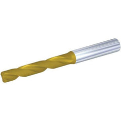 Kennametal - 10.4mm 140° Spiral Flute Solid Carbide Screw Machine Drill Bit - Multilayer TiAlN Finish, Right Hand Cut, 55mm Flute Length, 102mm OAL, Standard Point, Straight Shank, Through Coolant - USA Tool & Supply