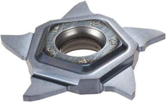 Iscar - PENTA24N100 IC908 Grade, 0.0394" Cutting Width, Carbide Cutoff Insert - Neutral Lead Angle, 0.0039" Cnr Rad, TiAlN Coated - USA Tool & Supply