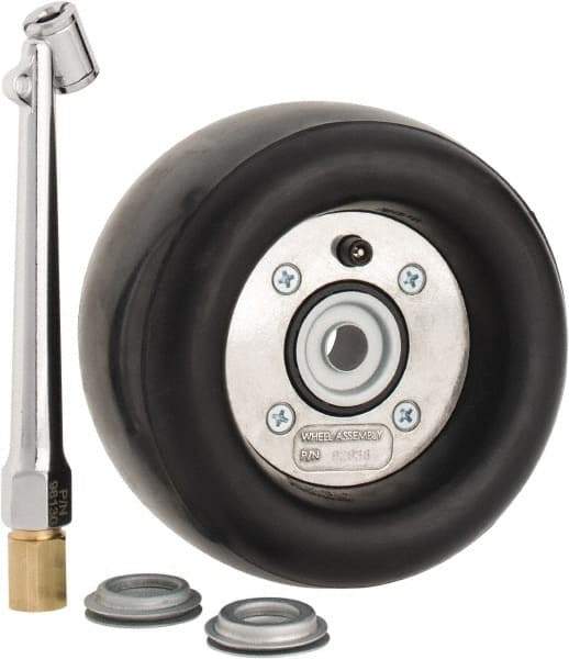 Dynabrade - 5" Wheel OD, 3-1/2" Wheel Width, 3,500 RPM, Composite, Pneumatic Wheel with Hub - 15-1/2" Long x 3-1/2" Wide, 1/2" Wheel Arbor Hole, For Use with 13206, 13207, 13507 & 13508 - USA Tool & Supply