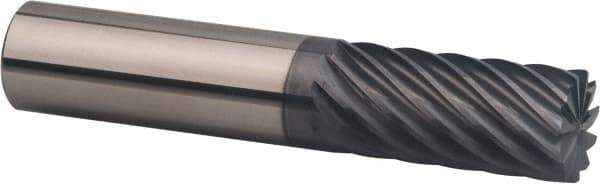 SGS - 3/4", 11 Flute, Single End, Solid Carbide, 0.09" Corner Radius End Mill - 4" OAL, 35° Helix, Right Hand Flute, 1-5/8" LOC, Right Hand Cut - USA Tool & Supply