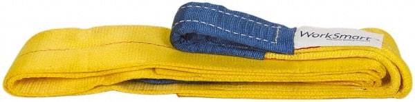 Value Collection - 8' Long x 3" Wide, 4,800 Lb Vertical Capacity, 1 Ply, Polyester Web Sling - 3,800 Lb Choker Capacity, with Eye & Eye (Flat) - USA Tool & Supply