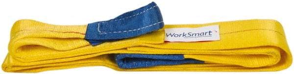 Value Collection - 10' Long x 3" Wide, 4,800 Lb Vertical Capacity, 1 Ply, Polyester Web Sling - 3,800 Lb Choker Capacity, with Eye & Eye (Flat) - USA Tool & Supply