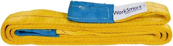 Value Collection - 10' Long x 4" Wide, 6,400 Lb Vertical Capacity, 1 Ply, Polyester Web Sling - 5,000 Lb Choker Capacity, with Eye & Eye (Flat) - USA Tool & Supply