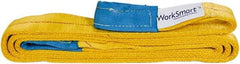 Value Collection - 10' Long x 4" Wide, 6,400 Lb Vertical Capacity, 1 Ply, Polyester Web Sling - 5,000 Lb Choker Capacity, with Eye & Eye (Flat) - USA Tool & Supply